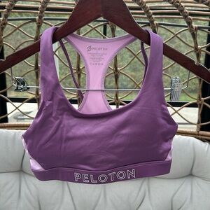 Peloton two toned purple sports bra.